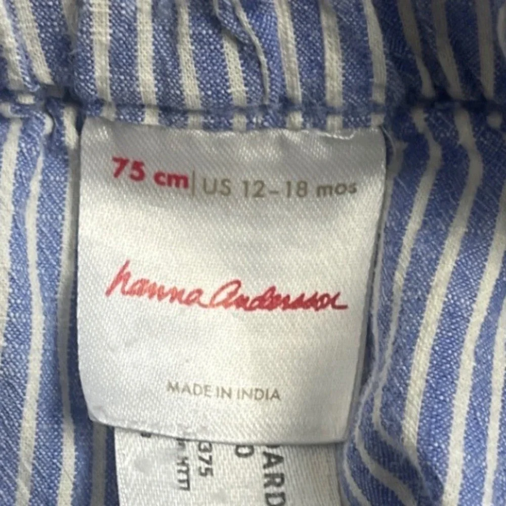 Hanna Andersson Cotton Blue‎ White Stripe Elastic Waist Pants 12-18 Months